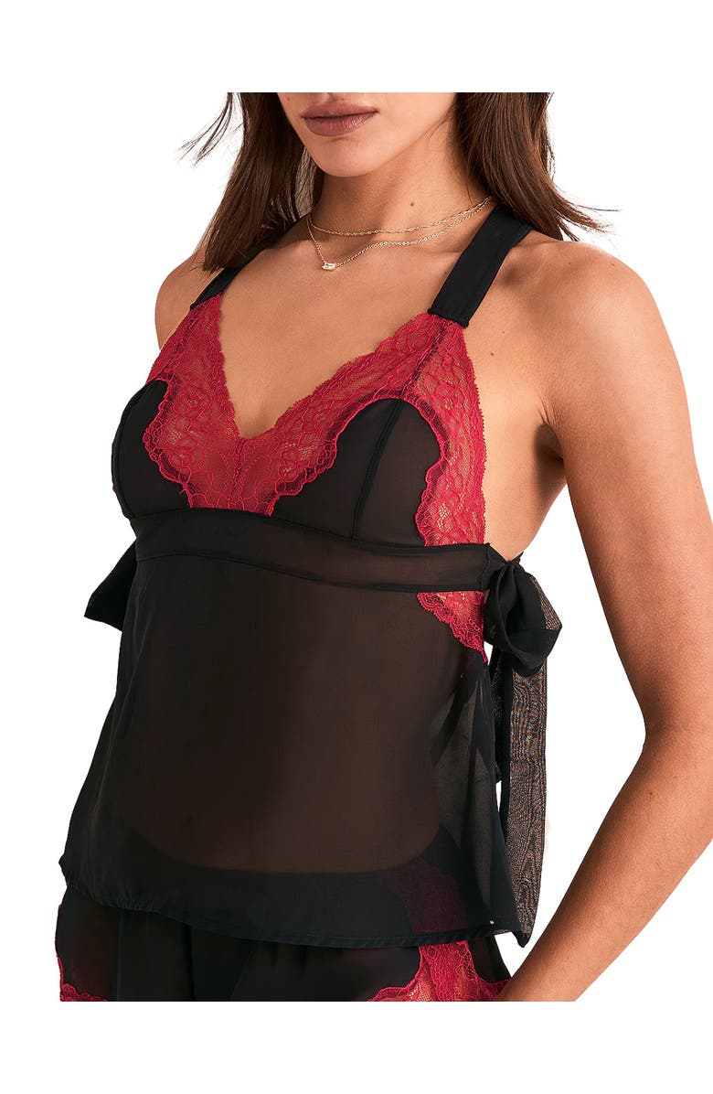 Adore Me Sabreina Camisole & Flutter Short Set Lingerie, Alternate, color, Black