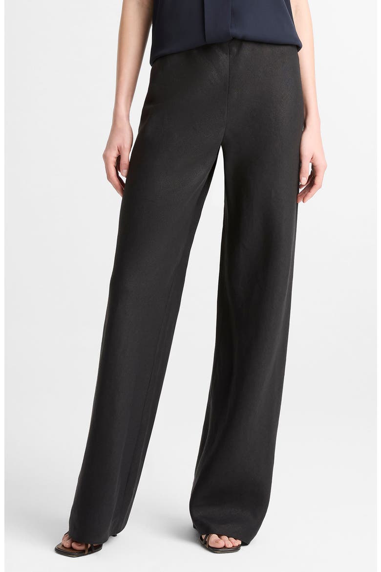 Colette Wide Leg Linen Pants, Main, color, BLACK