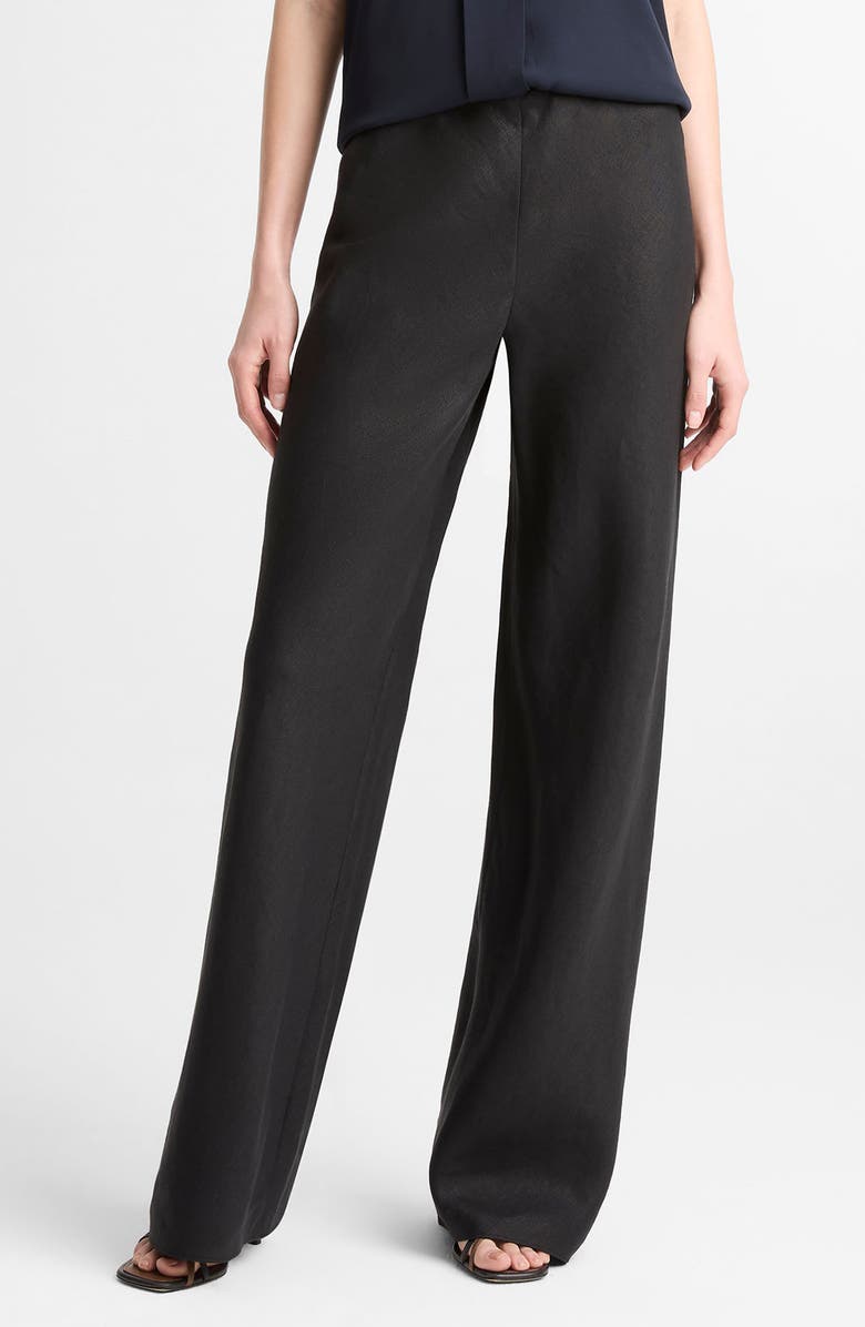 Vince Colette Wide Leg Linen Pants, Main, color, Black