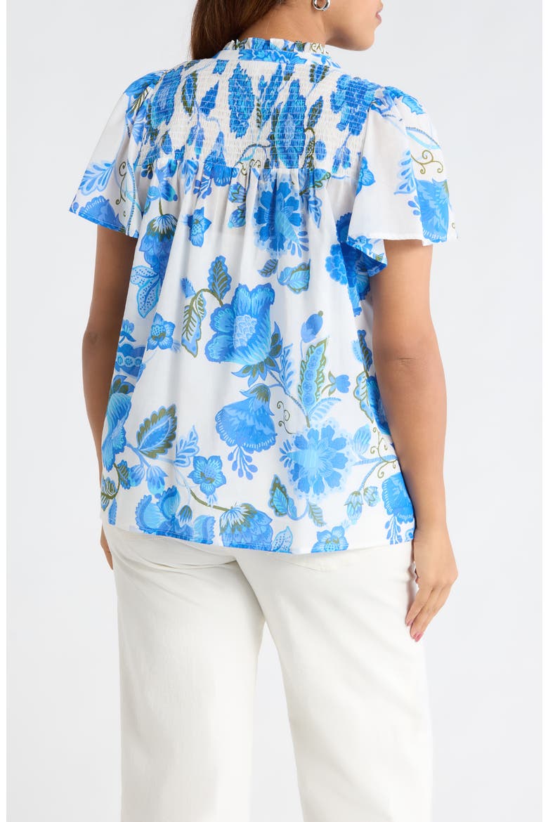 Samian Floral Romy Mock Neck Top, Alternate, color, WHITE-BLUE-GREEN