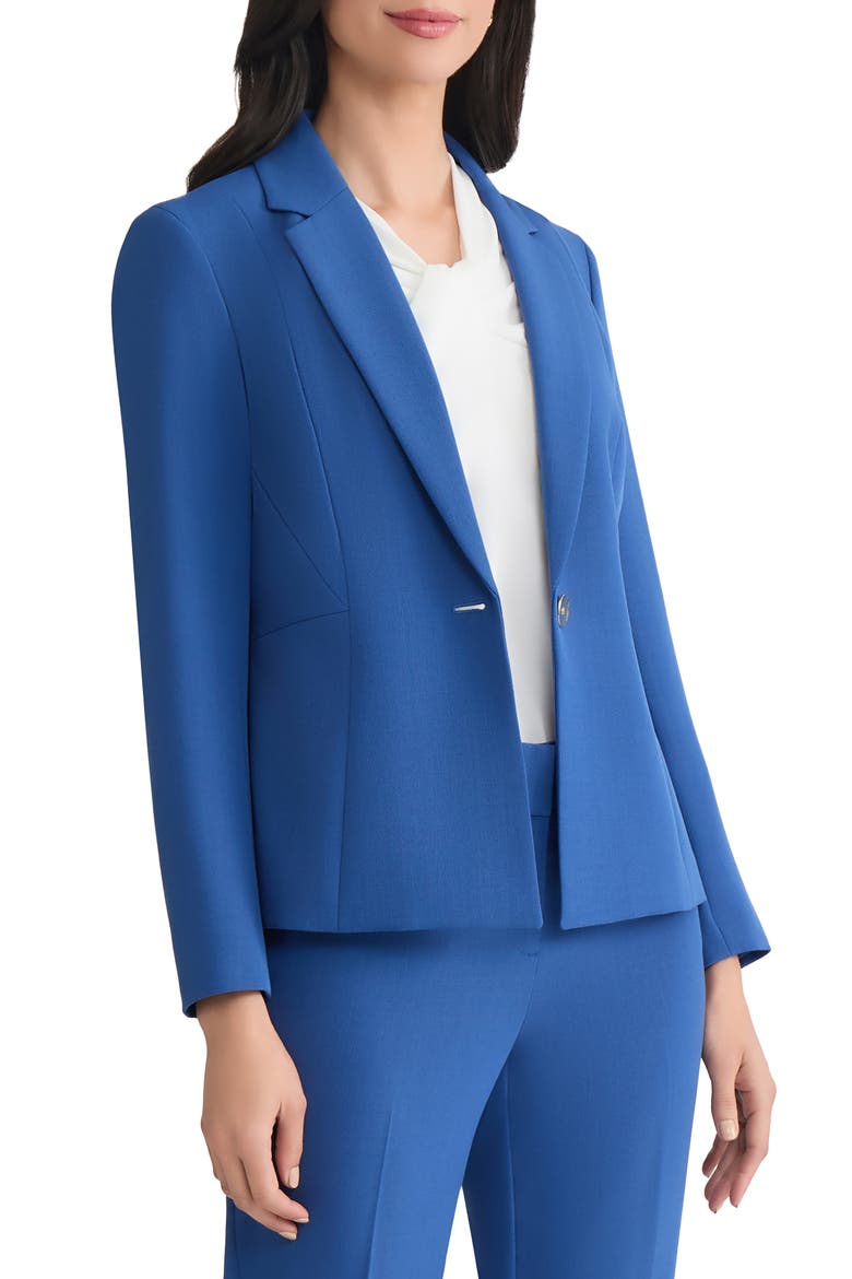 Stretch Crepe One-Button Blazer, Alternate, color, BLUE NIGHT