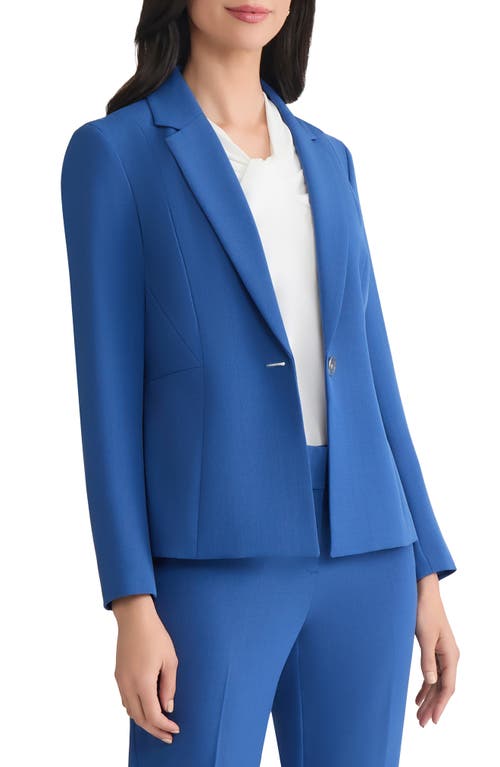 Kasper Stretch Crepe One-button Blazer In Blue