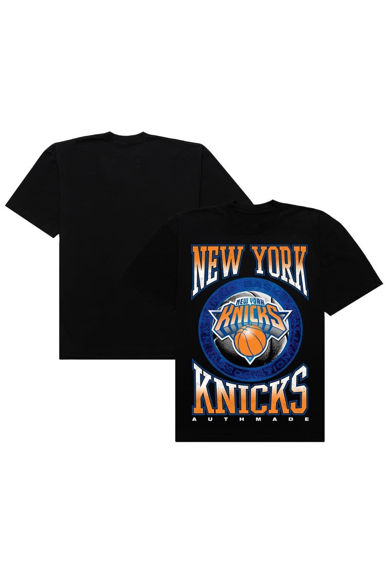 Men's Authmade Black New York Knicks Vintage Metal Premium Heavyweight T-Shirt, Main, color, Black