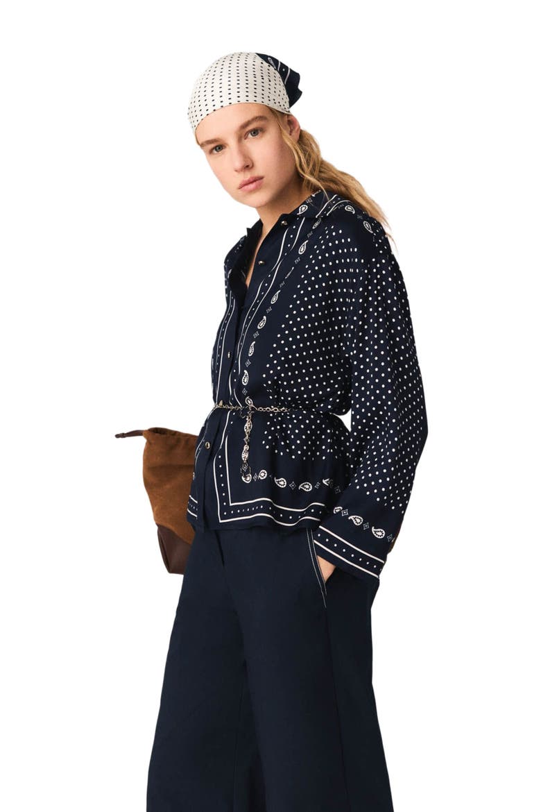 Flowing printed shirt, Alternate, color, Navy dot bandana print