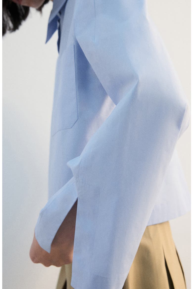 Crop Button-Up Shirt, Alternate, color, SKY BLUE