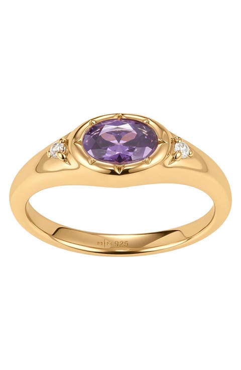 Oval Birthstone Signet Ring