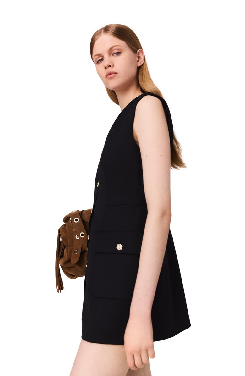 maje Layered-effect wool-blend jumpsuit, Alternate, color, Navy