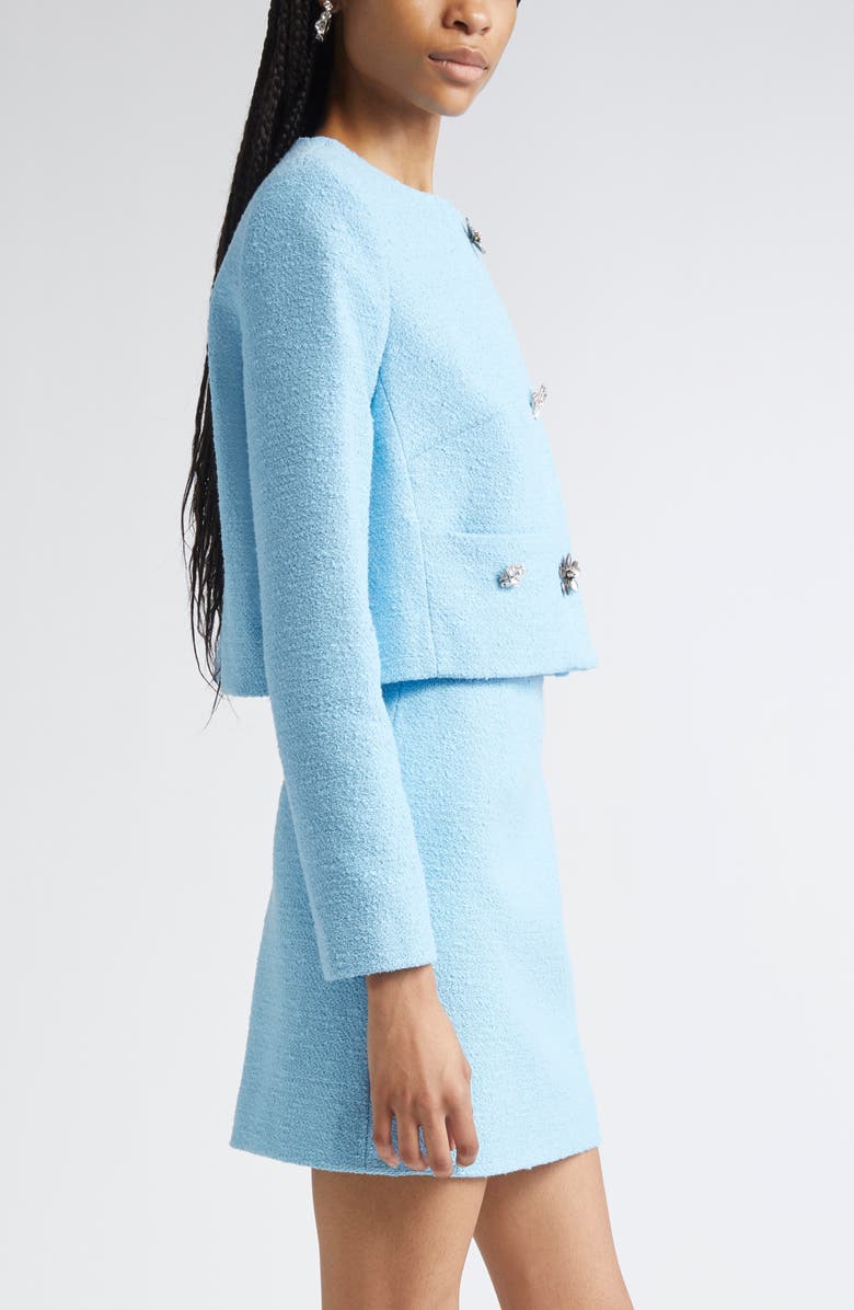Oscar de la Renta Tweed Suiting Jacket, Alternate, color, Baby Blue