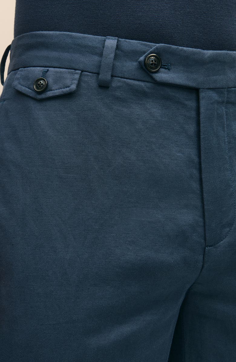 Brooks Brothers Plain Front Linen & Cotton Pants, Alternate, color, Mood Indigo