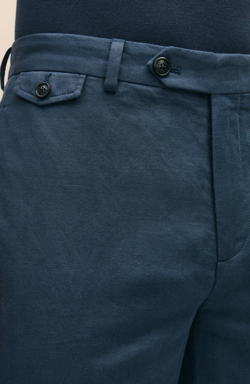 Brooks Brothers Flat Front Linen & Cotton Twill Chinos In Mood Indigo