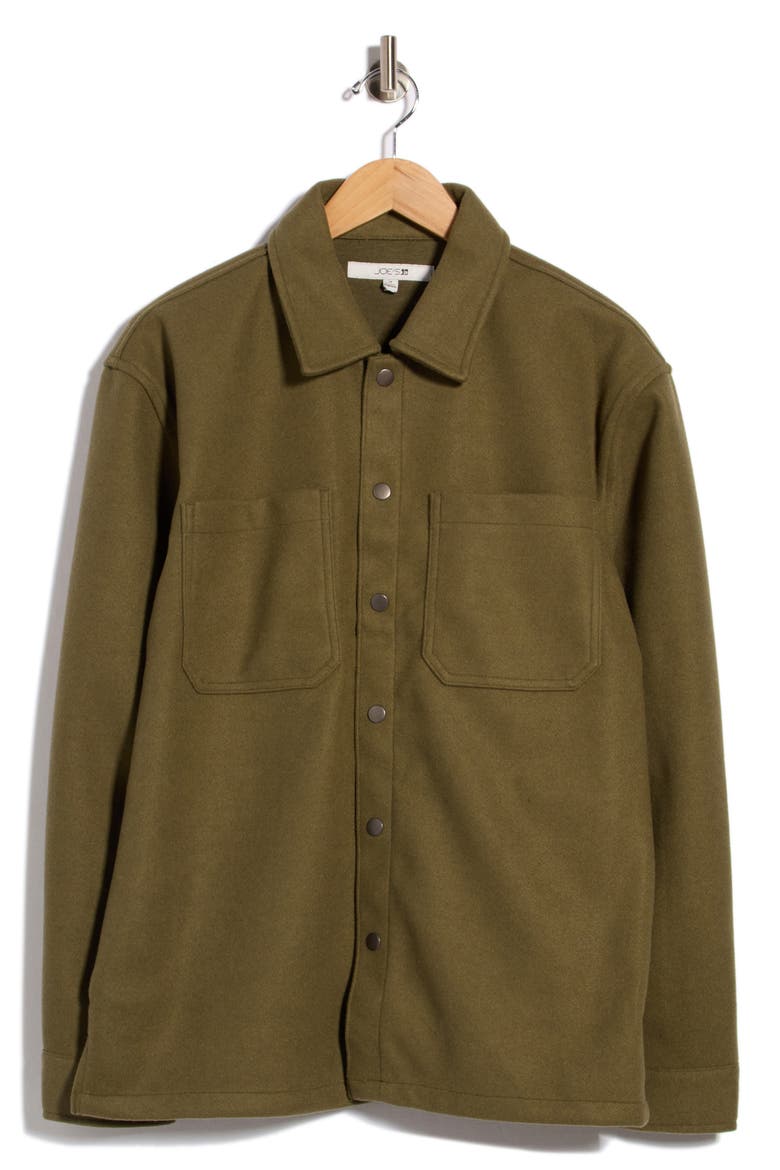 Solid Button-Up Overshirt, Main, color, OLIVE NIGHT