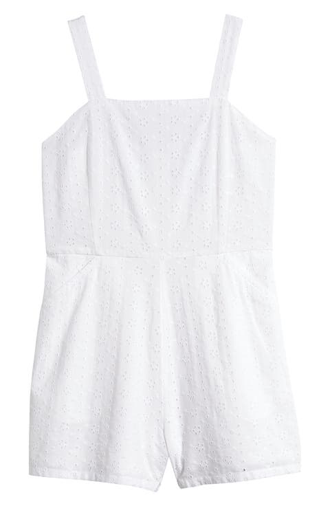 Kids' Eyelet Cotton Romper (Big Kid)