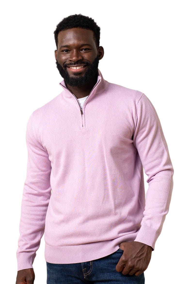 Men's Organic Fine Gauge Half Zip Sweater, Alternate, color, Lavender Marl