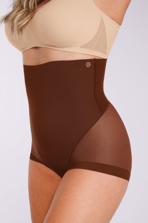 Shapellx Mesh Smooth Butt-lifting Brief In Brown