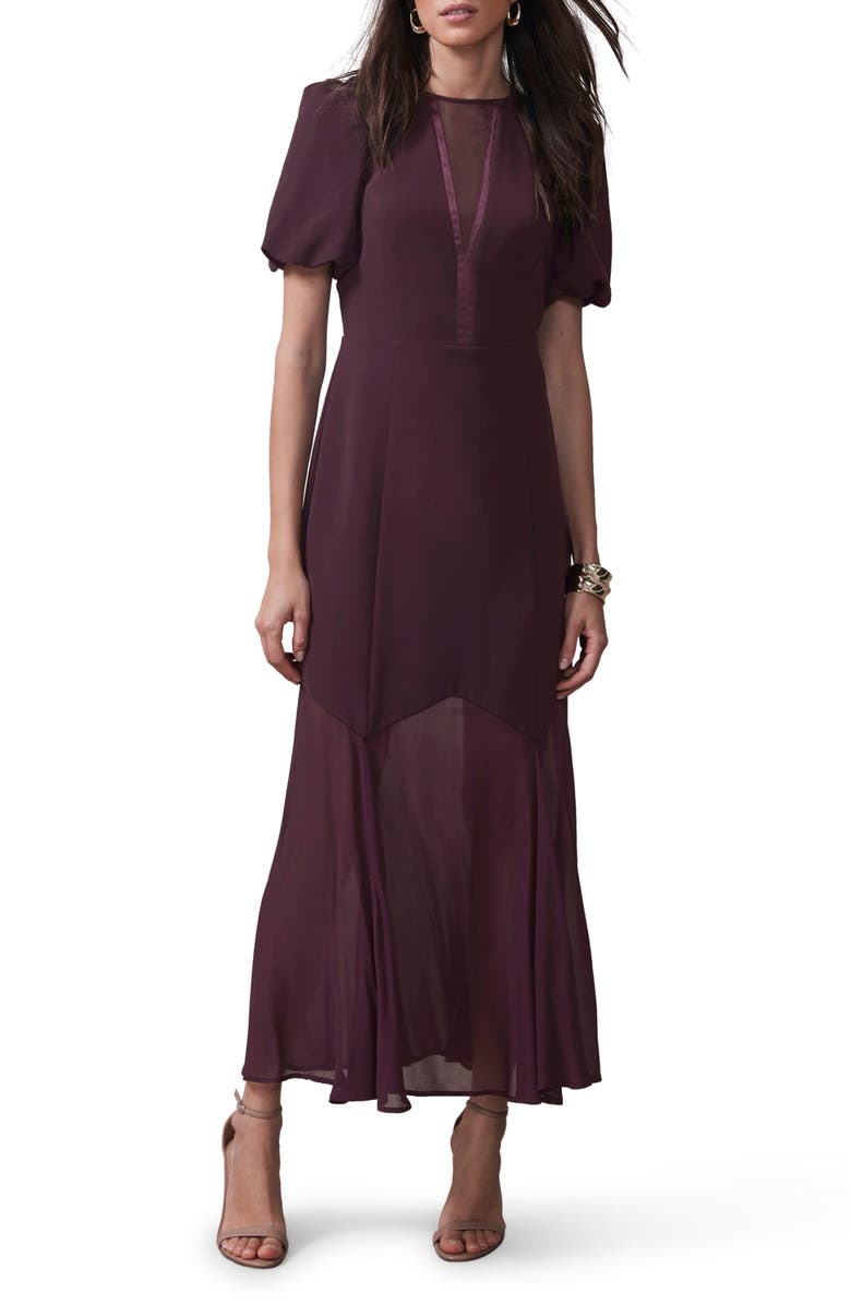 MINT VELVET Sheer Detail Maxi Dress, Alternate, color, Burgundy