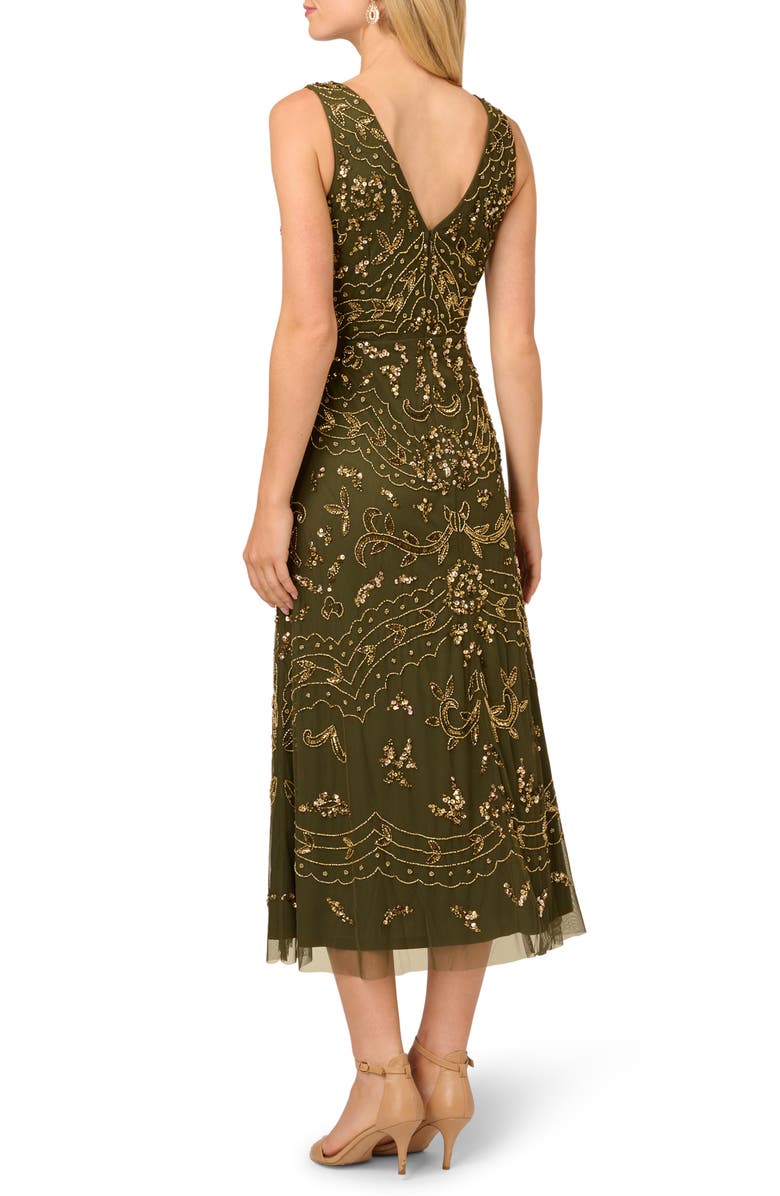 Adrianna Papell Beaded Sequin Cocktail Dress, Alternate, color, Olive