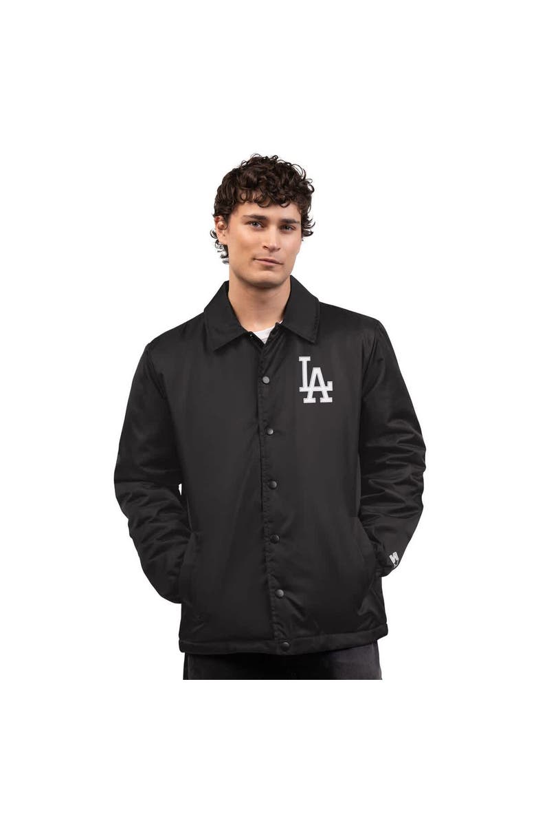 STARTER Men's Starter  Black Los Angeles Dodgers Full-Snap Coaches Jacket, Main, color, 