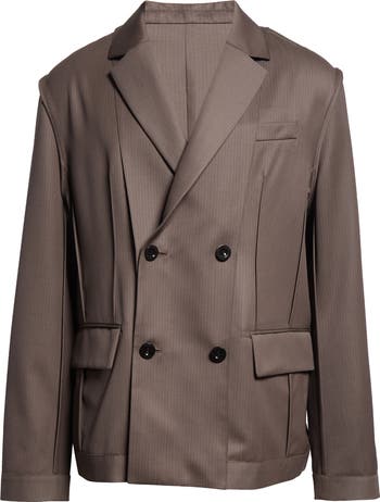 Sacai Pinstripe Double Breasted Wool Doeskin Blazer | Nordstrom