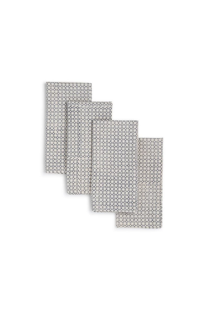 Sustainable Threads Vertex Hand Block Printed Napkins - Set of 4, Main, color, Night Sky
