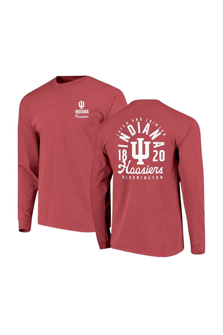 Men's Crimson Indiana Hoosiers Comfort Colors Mascot Overlay Long Sleeve T-Shirt, Main, color, Crimson