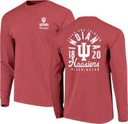 IMAGE ONE Men's Crimson Indiana Hoosiers Comfort Colors Mascot Overlay Long Sleeve T-Shirt