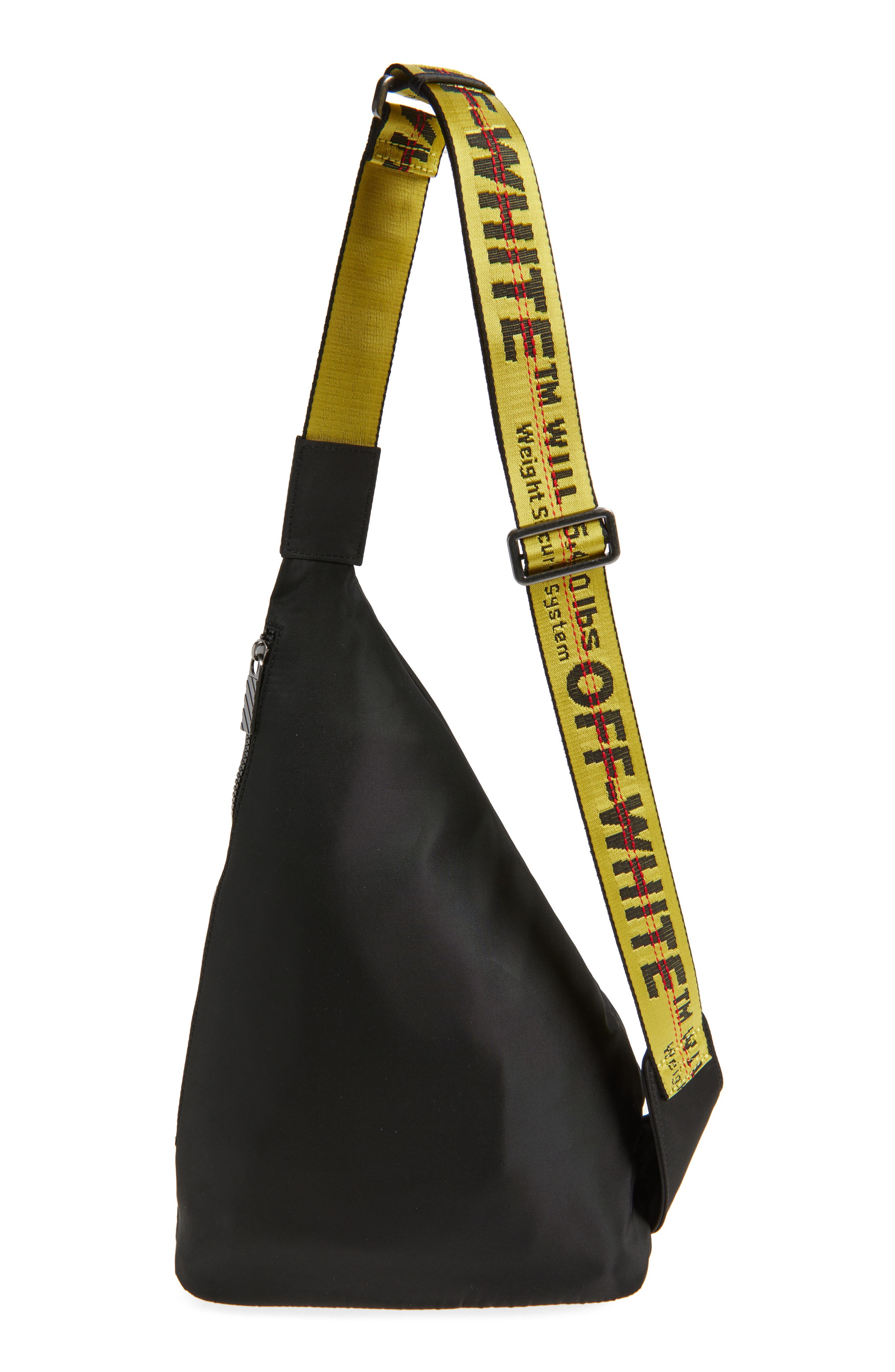 Off-White Asymmetric Sling Bag, Alternate, color, Black