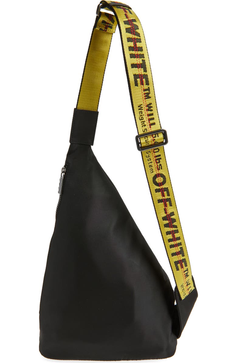 Off-White Asymmetric Sling Bag, Alternate, color, Black