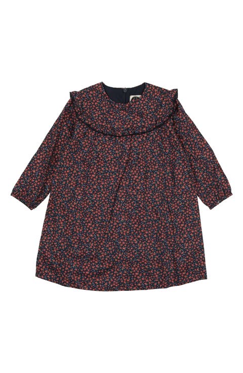 Kids' Floral Ruffle Yoke Long Sleeve Dress (Toddler & Little Kid)