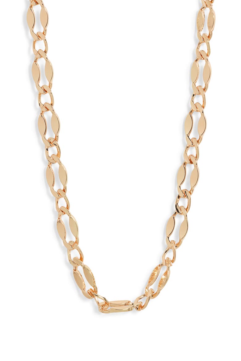Figaro Chain Link Necklace, Main, color, GOLD