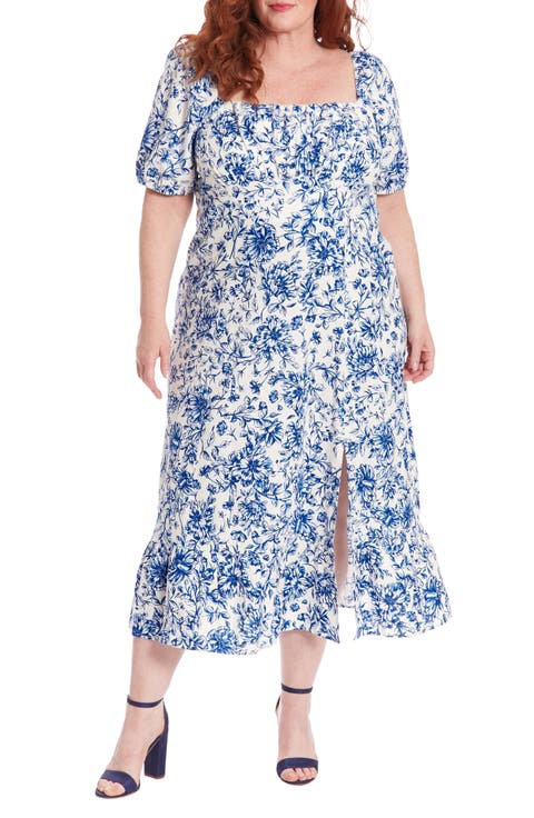 Floral Puff Sleeve Maxi Dress (Plus)