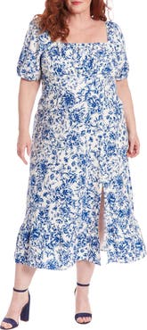 London Times Floral Puff Sleeve Maxi Dress