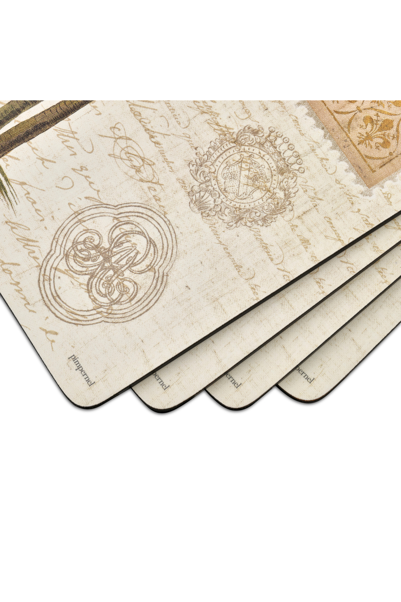 Vintage Palm Study Set of 4 Cork Back Placemats, Alternate, color, Multi