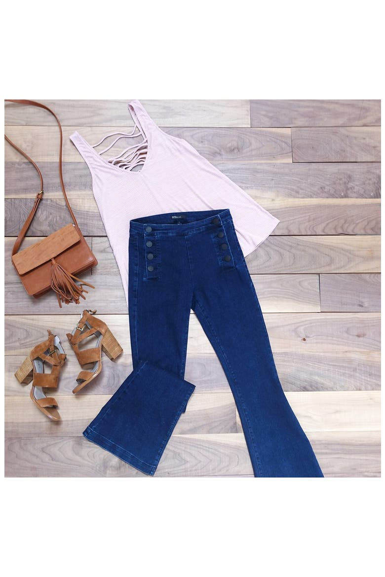 Strappy Rib Knit Tank, Alternate, color, HEATHER GREY