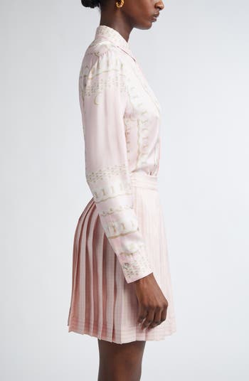Treasure Print Silk Button-Up Shirt