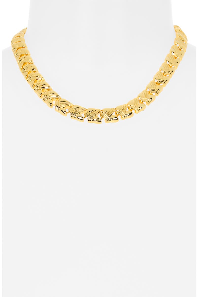 Textured Link Collar Necklace, Alternate, color, GOLD