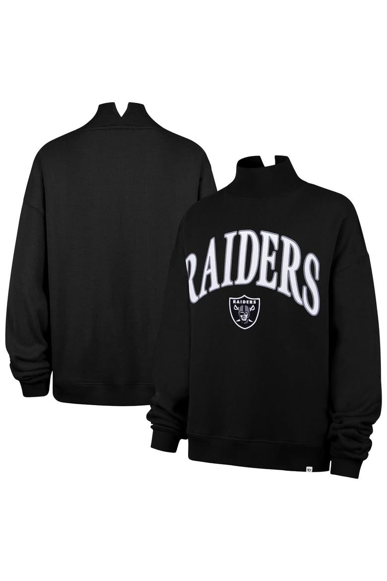 Women's '47 Black Las Vegas Raiders Oversized Vantage Mock Neck Sweatshirt, Main, color, Black