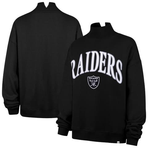 Women's '47 Black Las Vegas Raiders Oversized Vantage Mock Neck Sweatshirt