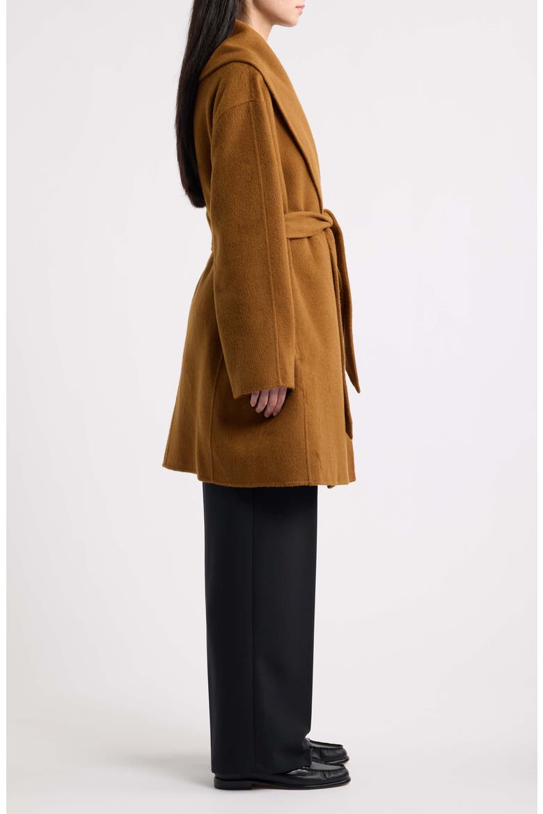 Cariby Belted Wool Blend Coat, Alternate, color, BROWN OVERFLOW