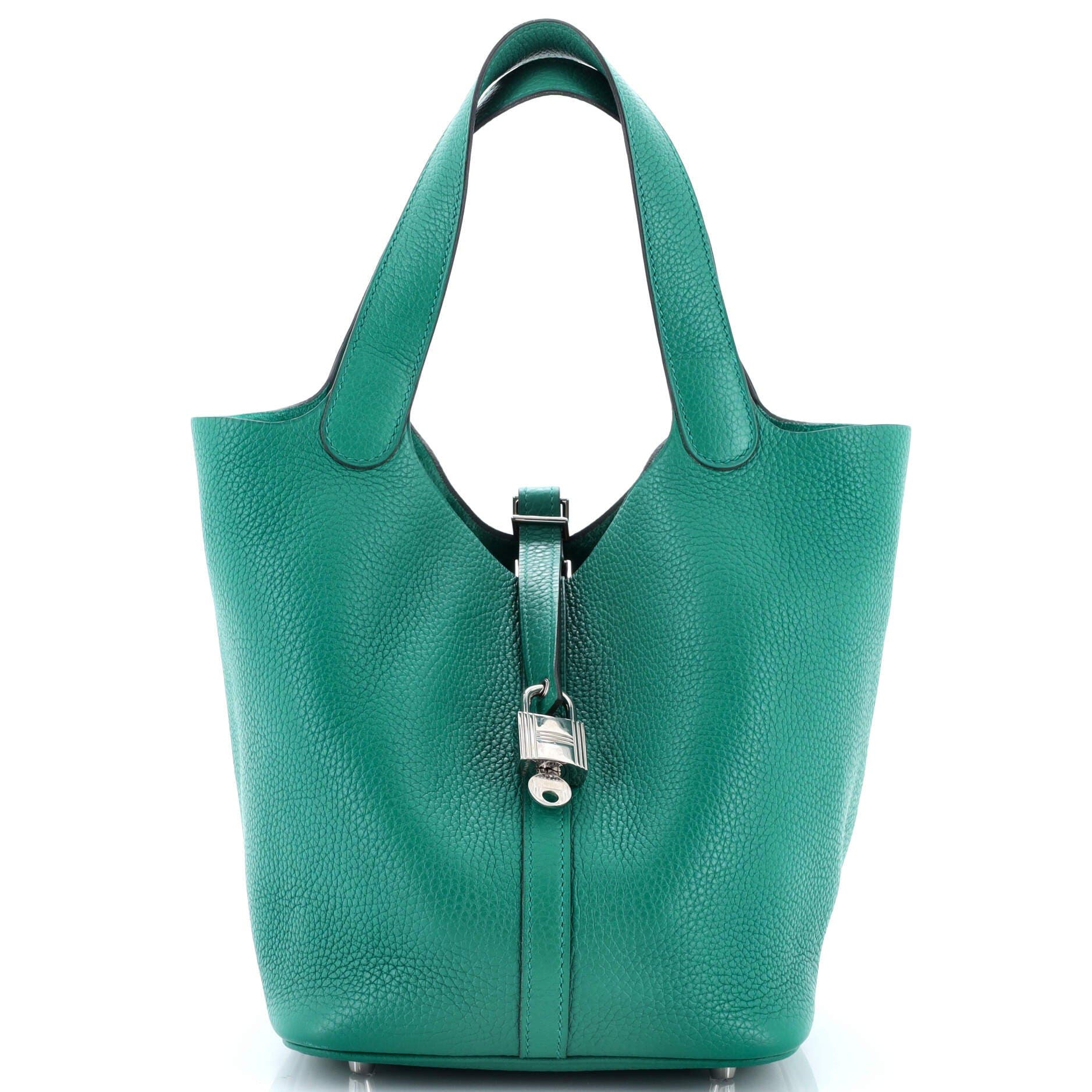 Pre-Owned Hermes Picotin Lock Bag Clemence MM, Main, color, Vert Vertigo