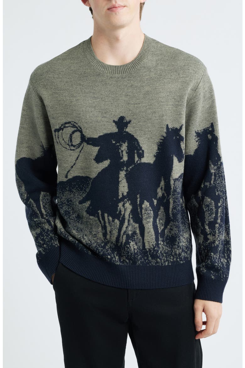 Spirit of the Plains Crewneck Sweater, Main, color, CHARCOAL