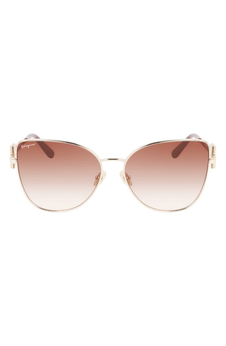FERRAGAMO 60mm Gradient Cat Eye Sunglasses, Main, color,