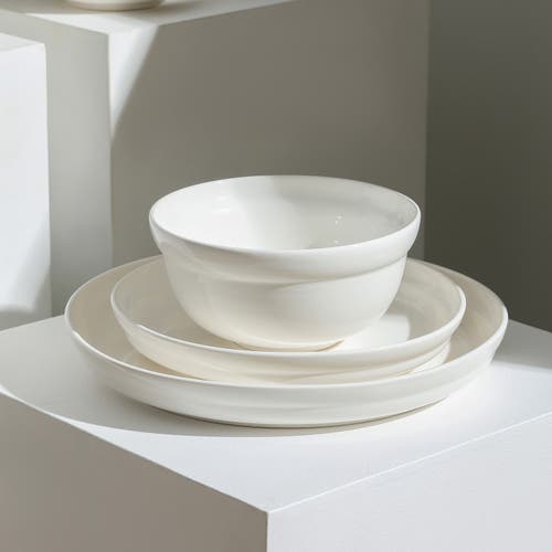 Stone Lain Virtuo Porcelain 4-piece Dinner Plate Set In White