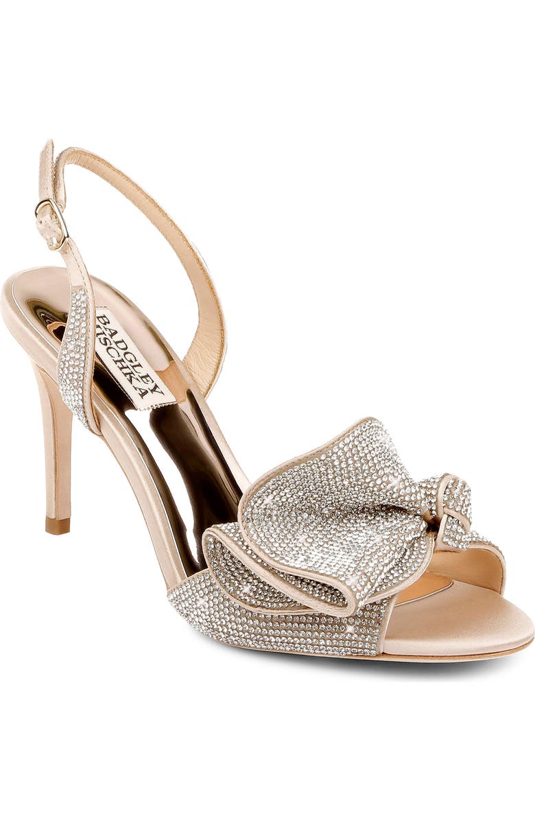 Badgley Mischka Collection Rennie Embellished Slingback Sandal, Main, color, Nude Satin