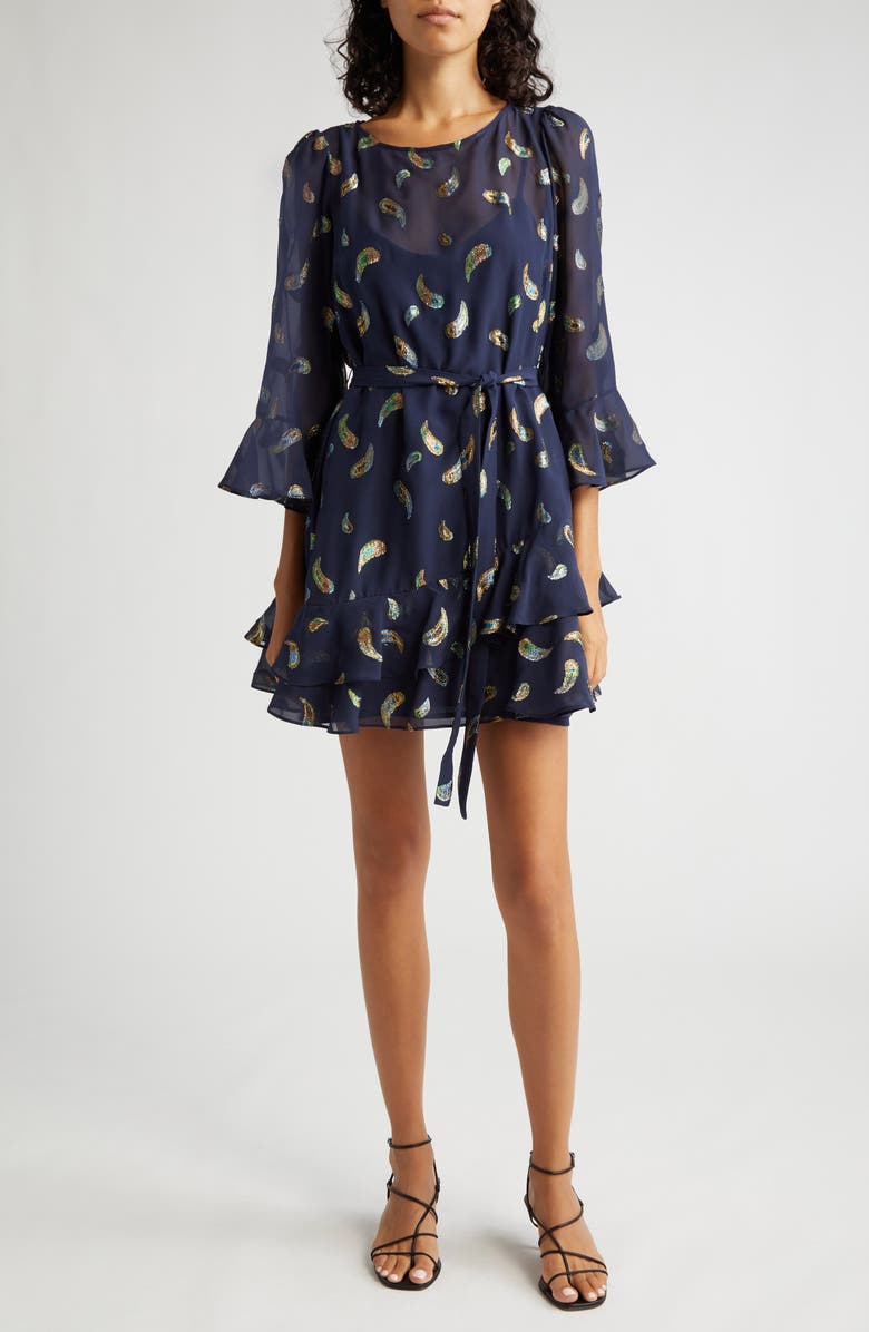 SALONI Marissa Metallic Floral Fil Coupé Minidress, Main, color, 