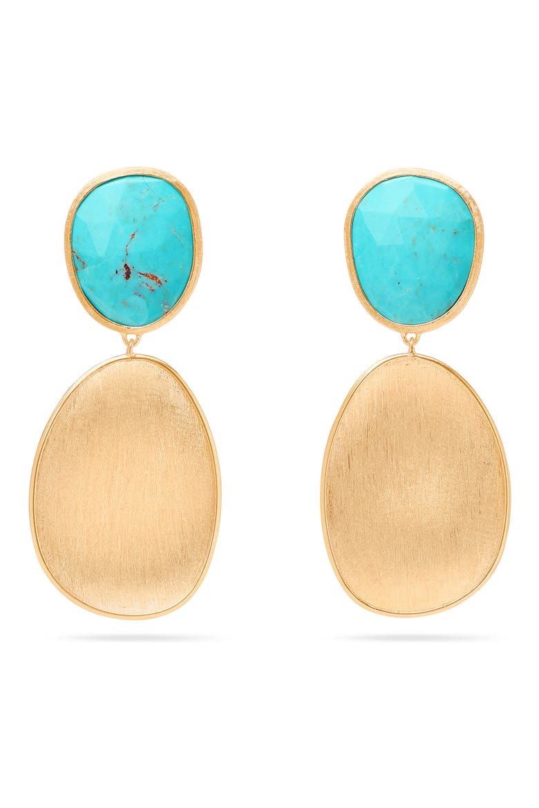 Lunaria Turquoise Double Drop Earrings, Main, color, GOLD