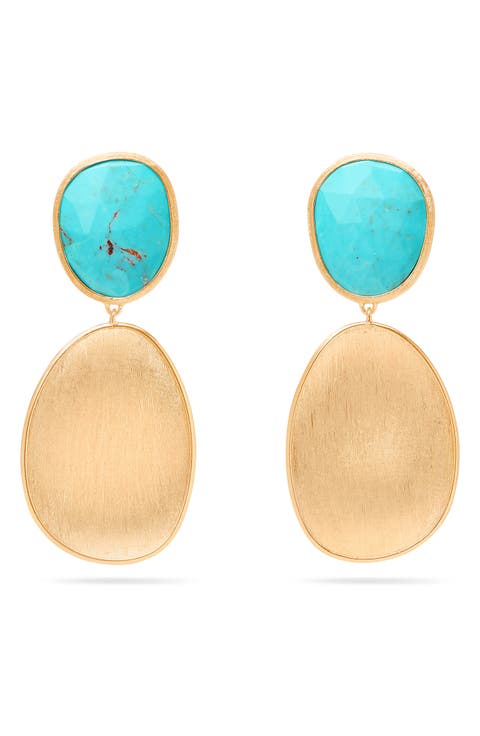 18K Yellow Gold Petal Drop Earrings With Diamonds, Small