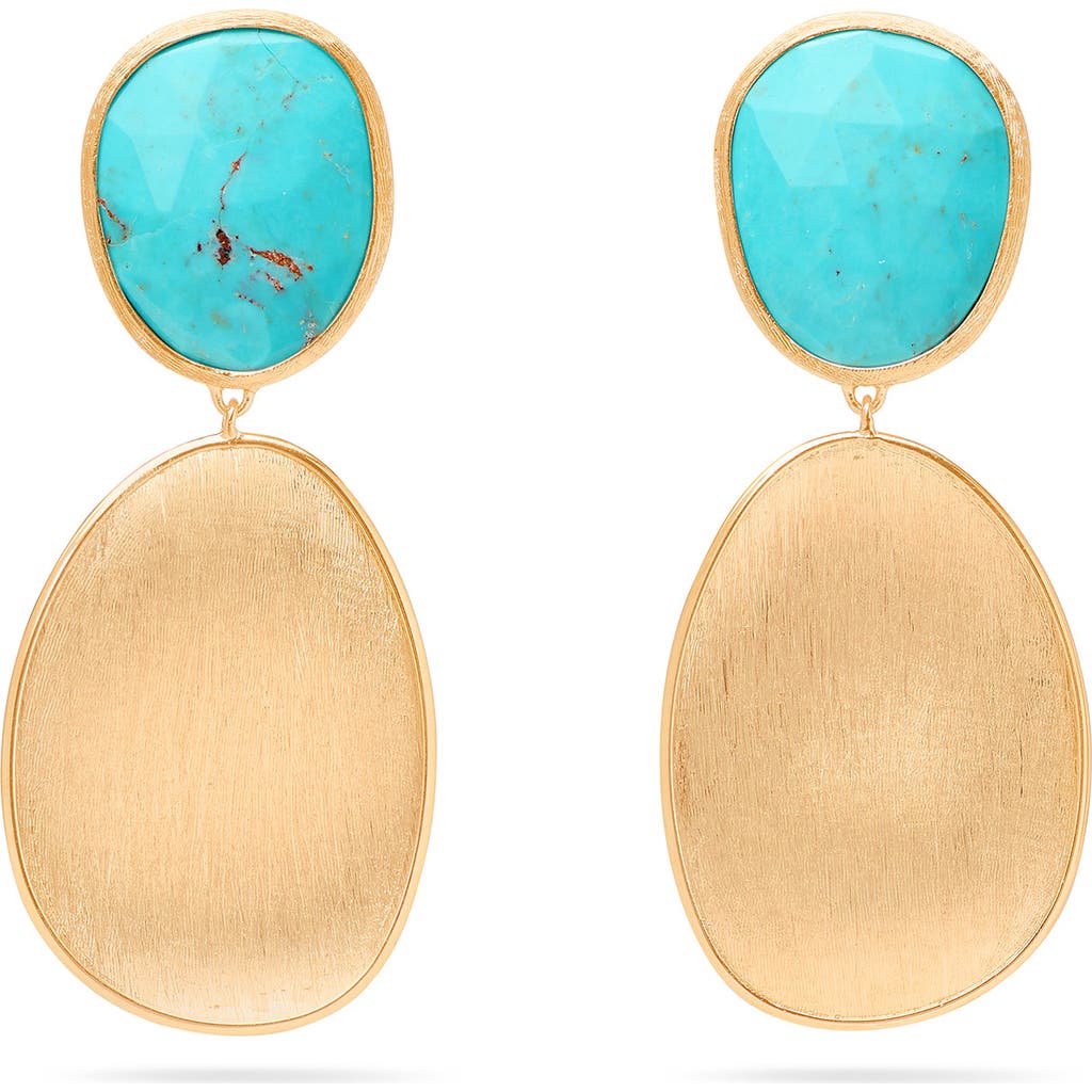 Marco Bicego 18k Yellow Gold Lunaria Turquoise Double Drop Earrings In Gold