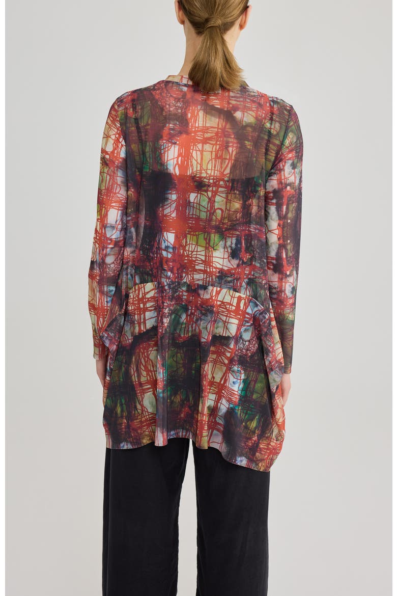 Clemence Printed Mesh Tunic, Alternate, color, Multi-Brown