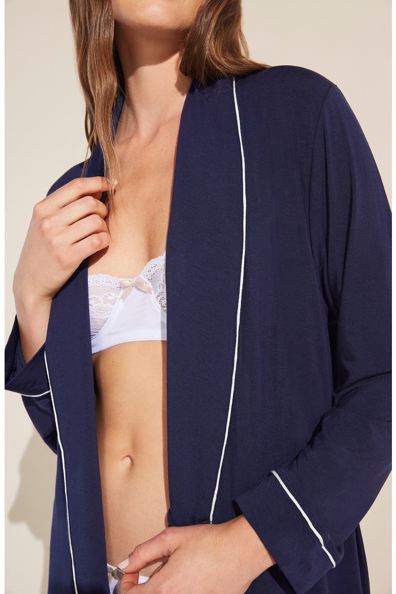 Gisele Classic Robe, Alternate, color, NAVY/ IVORY