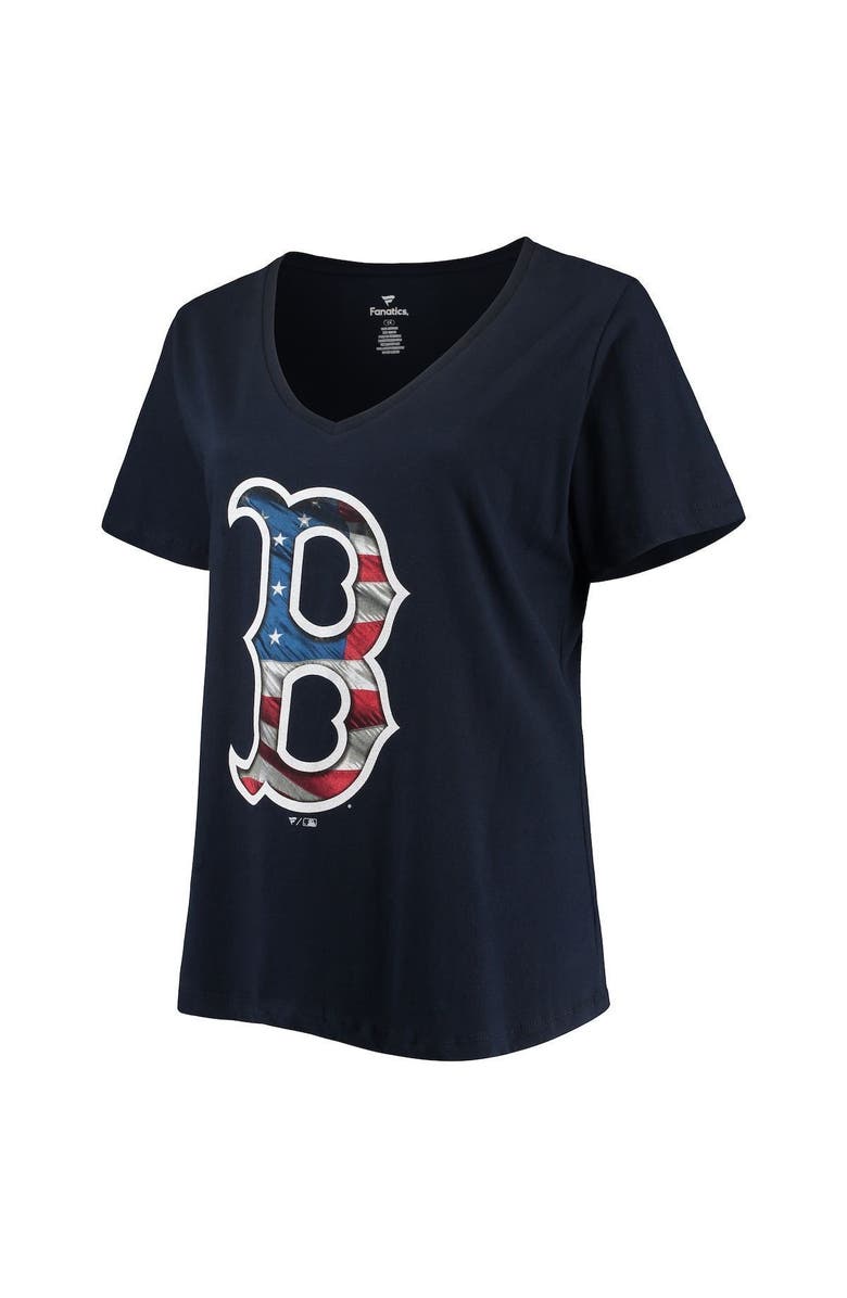 PROFILE Women's Navy Boston Red Sox Plus Size Banner V-Neck T-Shirt, Alternate, color,